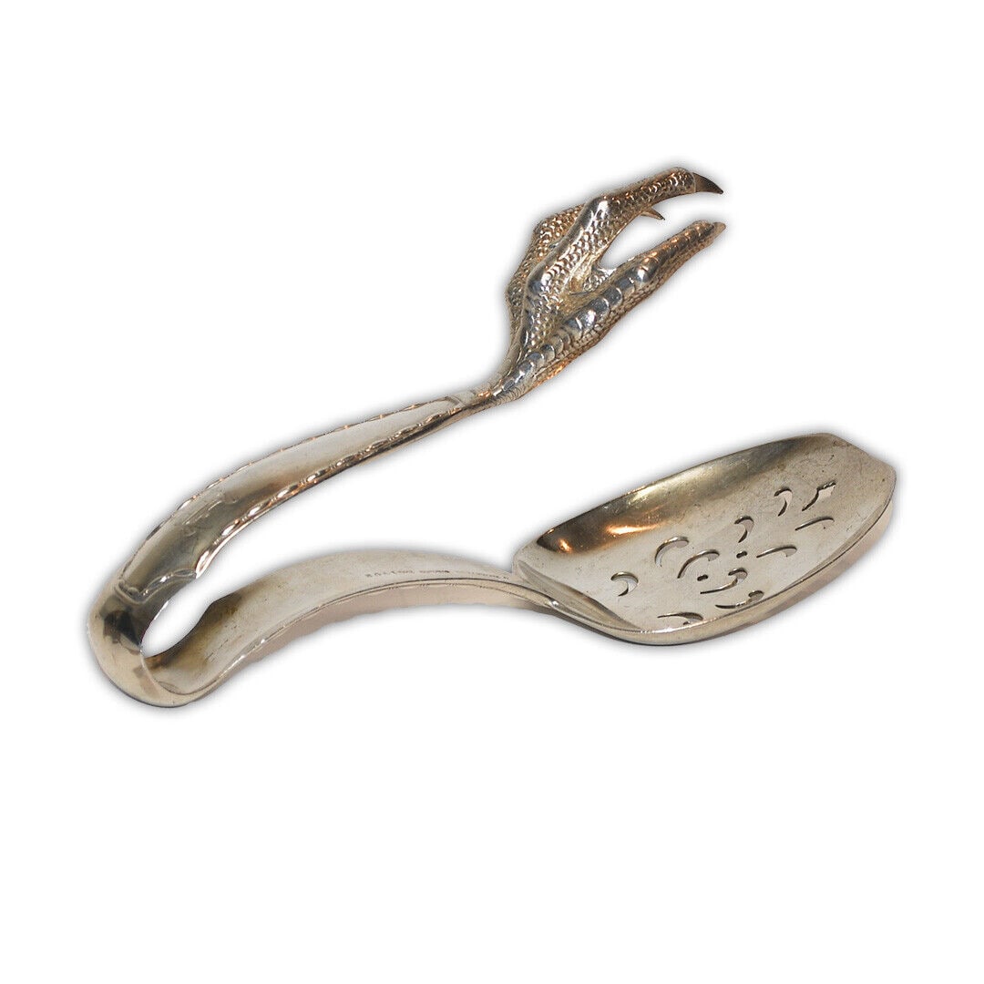 Tiffany & Co. Marquise Sterling Silver Ice Tongs 5 3/4 in Chicken Claw Design: Tiffany & Co. Marquise Sterling Silver Ice Tongs 5 3/4 in Chicken Claw Design Presenting the exquisite Marquise ice tongs by Tiffany & Co., crafted from sterling silver. This unique piece features a c