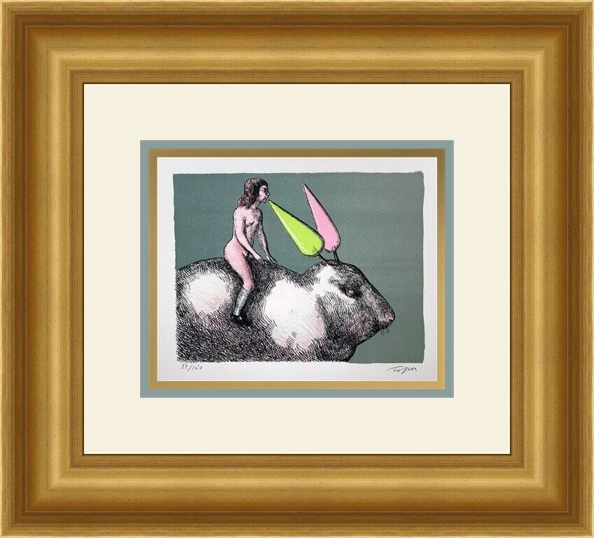 Roland Topor Limited Edition Lithograph Alice Pencil Signed Custom Framed 22 x 26: Roland Topor Limited Edition Lithograph Alice Pencil Signed Custom Framed 22 x 26 This exquisite lithograph titled "Alice" by renowned artist Roland Topor showcases a surrealistic design, capturing th