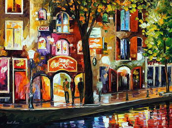 Leonid Afremov Limited Edition Giclee Amsterdam Red Light District 91x122 cm
