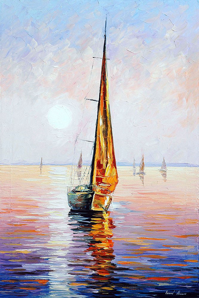 Gold Sail Limited Edition 1/25 Canvas by Leonid Afremov 91x137 cm: Gold Sail Limited Edition 1/25 Canvas by Leonid Afremov 91x137 cm Discover the beauty of 'Gold Sail,' a limited edition giclee hand-painted by renowned artist Leonid Afremov. This stunning piece is pa