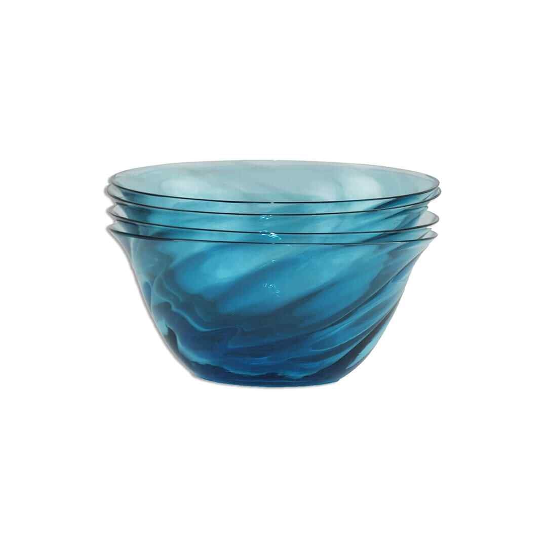 Set of 4 Steuben Celeste Blue Fingered Art Glass Bowls 5x2: Set of 4 Steuben Celeste Blue Fingered Art Glass Bowls 5x2 This exquisite set of four Steuben Celeste Blue Fingered Glass Bowls showcases exceptional art glass craftsmanship. Renowned for their decora