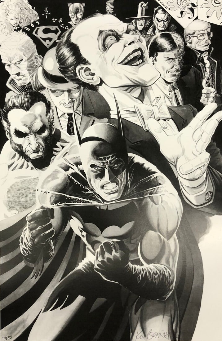 Ken Branch Batman Signed Lithograph Limited Edition Custom Framed 11 x 17: Ken Branch Batman Signed Lithograph Limited Edition Custom Framed 11 x 17 This stunning custom-framed lithograph features Batman, meticulously illustrated by renowned DC Comics artist Ken Branch. The 