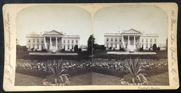 1905 Theodore Roosevelt Presidential Mansion Original Stereoview 3 x 7 Black and White: 1905 Theodore Roosevelt Presidential Mansion Original Stereoview 3 x 7 Black and White Experience a piece of history with this original stereoview depicting the Presidential Mansion during Theodore