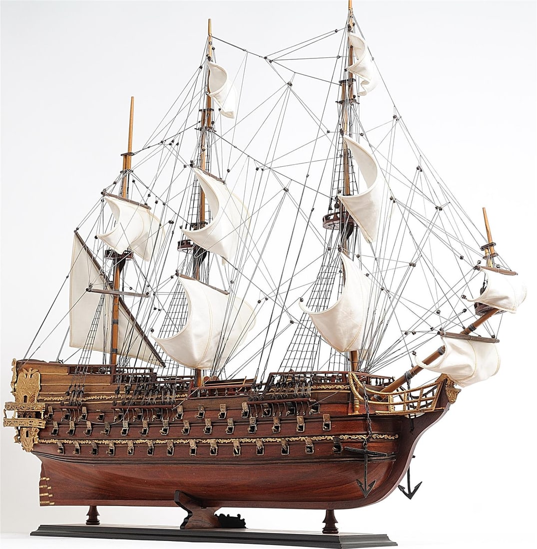 French Saint Esprit Ship Model - A Collector's Gem: French Saint Esprit Ship Model - A Collector's Gem Presenting the French Saint Esprit Model, a stunning ship model that captures the essence of classic maritime craftsmanship. This meticulously detail