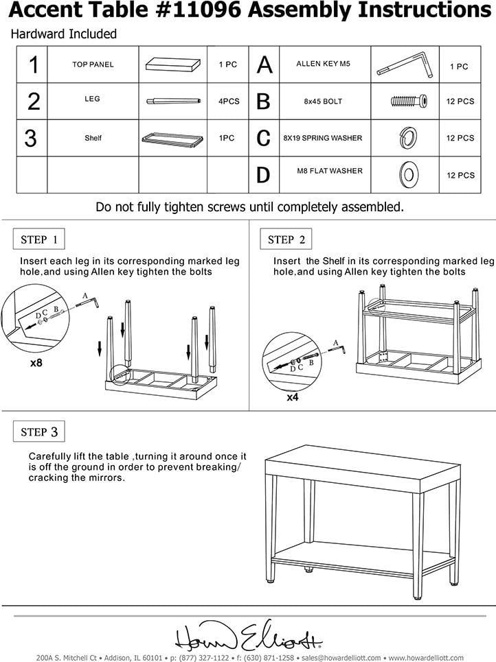 Howard Elliott Orion Mirrored Console Table 30H x 44W x 15D: Howard Elliott Orion Mirrored Console Table 30H x 44W x 15D Enhance your living space with this Sleek Reflections Console Table, designed for modern interiors. This stylish rectangular console table f