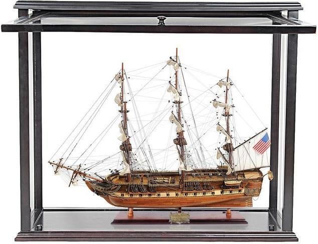 Front Open Mahogany Display Case for USS Constitution: Front Open Mahogany Display Case for USS Constitution Showcase your passion for naval history with this elegant Front Open Mahogany Display Case for the USS Constitution. This handcrafted model displa