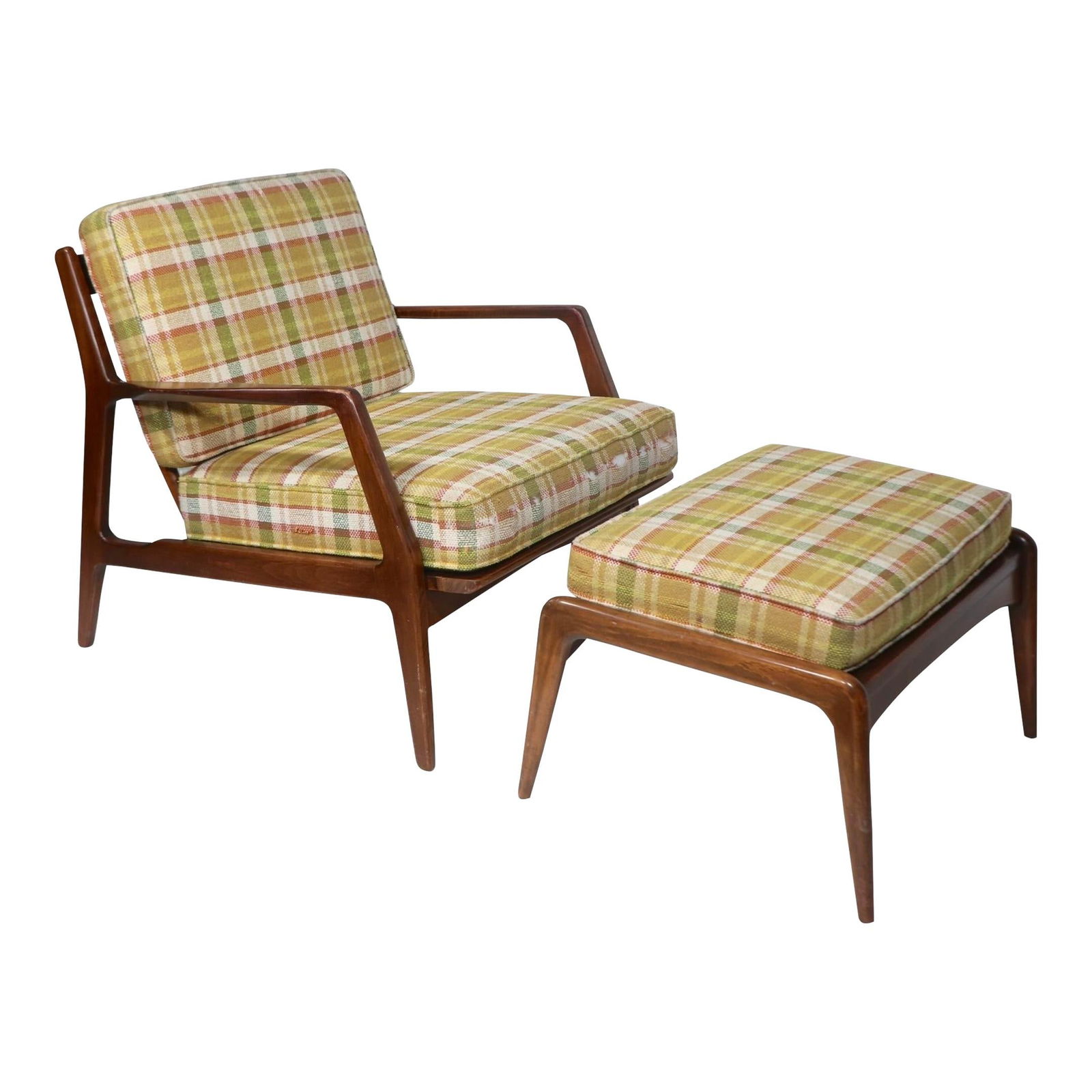 Lawrence Peabody Mid Century Lounge Chair & Ottoman Selig 1950s: Lawrence Peabody Mid Century Lounge Chair & Ottoman Selig 1950s This rare mid-century lounge chair and ottoman, designed by Lawrence Peabody for Selig in the 1950s, embodies the classic aesthetic of t