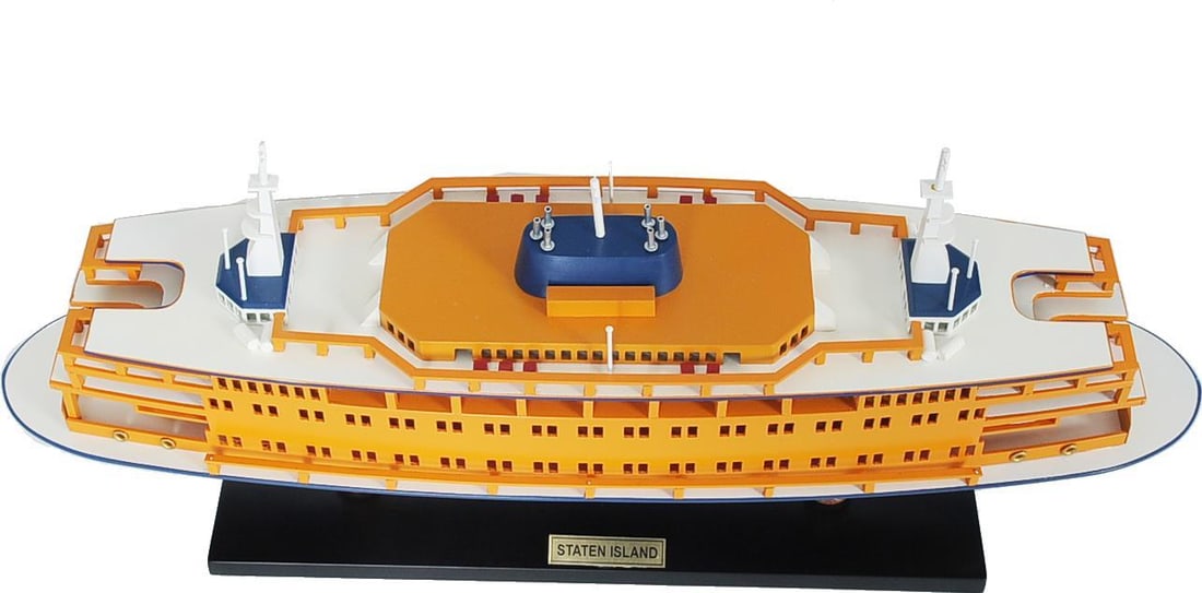 Hand-Crafted Staten Island Ferry Model Ship Nautical Decor 10.5 x 24 x 6: Hand-Crafted Staten Island Ferry Model Ship Nautical Decor 10.5 x 24 x 6 This exquisite Staten Island Ferry model ship is a stunning representation of nautical craftsmanship. Hand-crafted with meticul