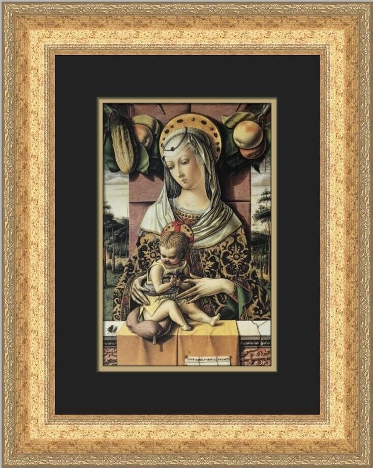 Carlo Crivelli Madonna and Child Custom Framed Art Print 19 x 16: Carlo Crivelli Madonna and Child Custom Framed Art Print 19 x 16 This exquisite custom framed print by artist Carlo Crivelli features the iconic "Madonna and Child" artwork, embodying the styles of Ex