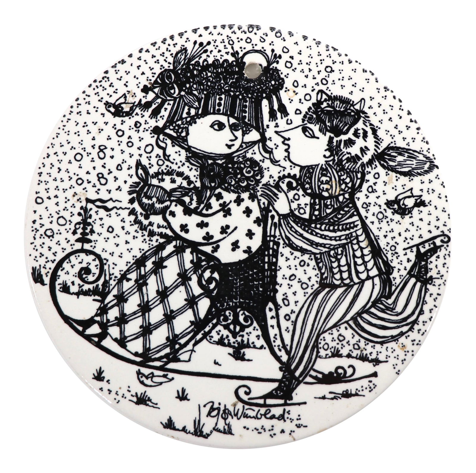 Bjorn Winblad Ceramic Trivet Hot Plate 6x6 Black Nymolle Denmark: Bjorn Winblad Ceramic Trivet Hot Plate 6x6 Black Nymolle Denmark Scandinavian Danish Modern trivet by noted artist Bjorn Winblad. This charming piece is in perfect original condition, free of damage.