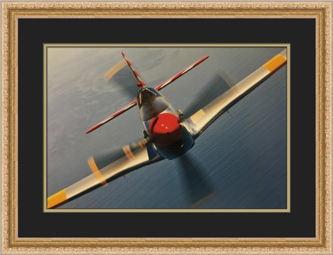 Framed North American P51C-10 Mustang Print by Philip Makanna 17 x 23: Framed North American P51C-10 Mustang Print by Philip Makanna 17 x 23 This striking custom framed print features the North American P51C-10 Mustang, capturing the essence of aviation art in a realisti