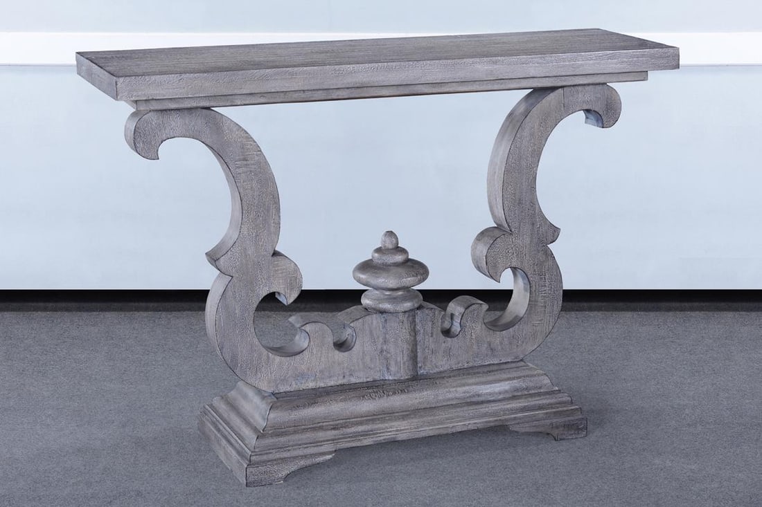 Cambridge Console Table with Heavy Scroll Design: Cambridge Console Table with Heavy Scroll Design Elevate your space with the Cambridge Console Table, featuring a timeless scroll design that embodies Old World style. This versatile piece is crafted