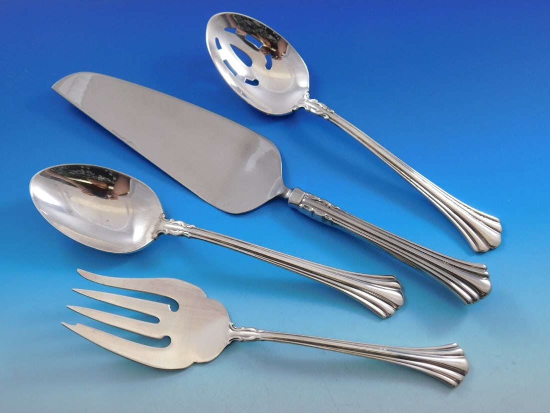 Reed & Barton Eighteenth Century Sterling Silver 4-Piece Serving Set: Reed & Barton Eighteenth Century Sterling Silver 4-Piece Serving Set Enhance your dining experience with this exquisite 18th Century Sterling Silver Essential Serving Set by Reed & Barton. This large 
