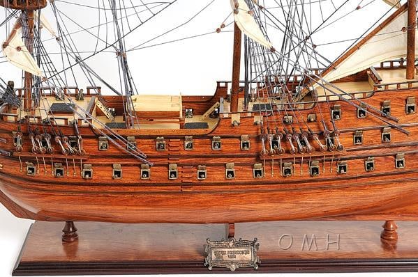 Exquisite 31.70" Handcrafted Dutch Zeven Provincien Ship Model in Exotic Wood: Exquisite 31.70" Handcrafted Dutch Zeven Provincien Ship Model in Exotic Wood This handcrafted model of the Dutch Zeven Provincien ship is a stunning representation of naval craftsmanship. Made from e