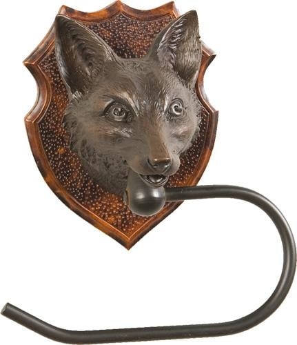 Fox Head Toilet Paper Holder Lodge Style 7.25H USA Crafted: Fox Head Toilet Paper Holder Lodge Style 7.25H USA Crafted Enhance your bathroom decor with this unique Fox Head Toilet Paper Holder, meticulously crafted in the USA. This hand-cast, hand-painted piec