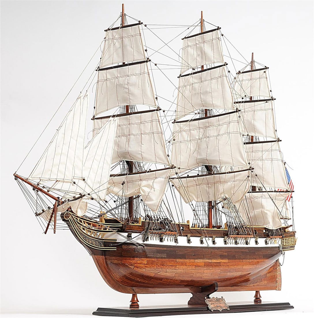 Handcrafted USS Constellation Model 34H 38W 12D Nautical Design: Handcrafted USS Constellation Model 34H 38W 12D Nautical Design This handcrafted replica of the USS Constellation captures the elegance and craftsmanship of nautical design. Made from high-quality lin