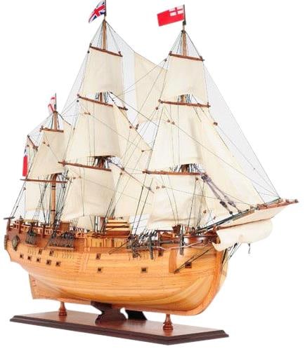 HMS Endeavour Nautical Model 33.5H 37W 11.5D Brass and Cedar: HMS Endeavour Nautical Model 33.5H 37W 11.5D Brass and Cedar This exquisite model of the HMS Endeavour captures the essence of nautical craftsmanship with its stunning open hull design. Constructed fr