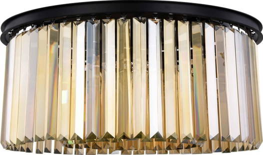 Elegant Lighting Sydney Flush-Mount Light 31.5in Golden Teak Crystal 8 Bulbs: Elegant Lighting Sydney Flush-Mount Light 31.5in Golden Teak Crystal 8 Bulbs Illuminate your space with the Sydney Flush Light, showcasing a modern crystal design that combines elegance and functional