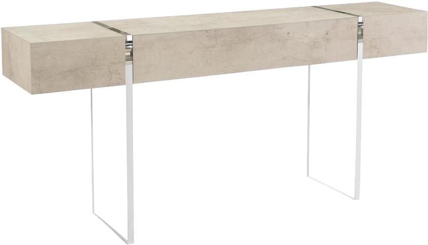 John-Richard Loftus Console Table Tiza Gesso Acrylic 36H x 78W: John-Richard Loftus Console Table Tiza Gesso Acrylic 36H x 78W Introducing the exquisite Loftus Console Table by John-Richard, a perfect blend of functionality and elegance. This transitional style ta