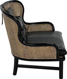 Noir Marabu Sungkai Wood Armchair Black Charcoal with Caning