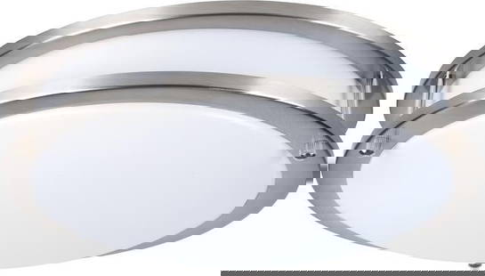 Elegant Lighting Brushed Nickel Double Ring LED Flush-Mount Ceiling Light 3H 14W 14D: Elegant Lighting Brushed Nickel Double Ring LED Flush-Mount Ceiling Light 3H 14W 14D Illuminate your space with this modern flush-mount ceiling light featuring a stylish double ring design. Constructe