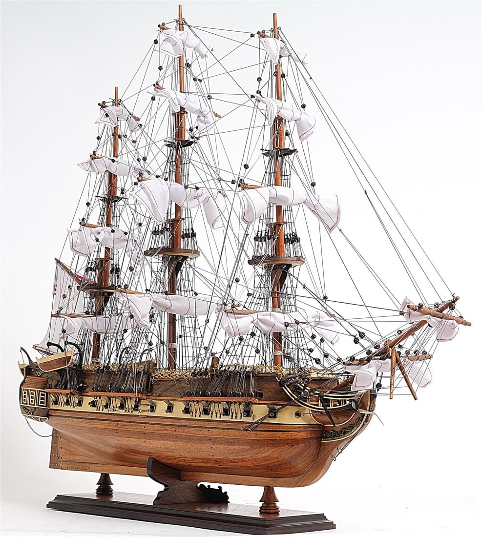 Hand-Built USS Constitution Model 25H 29W 10D Mahogany Cedar: Hand-Built USS Constitution Model 25H 29W 10D Mahogany Cedar Showcase a stunning Hand-Built model of the USS Constitution, perfect for display. This meticulously crafted ship model features a plank-on