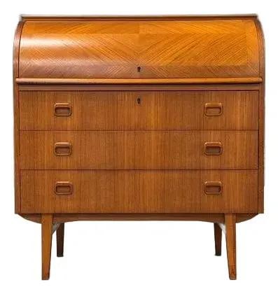 Egon Ostergaard 1960s Teak Drum Roll Desk Mid Century Modern: Egon Ostergaard 1960s Teak Drum Roll Desk Mid Century Modern Experience the elegance of mid-century modern design with this stunning teak drum roll desk, expertly crafted by Egon Ostergaard in Sweden