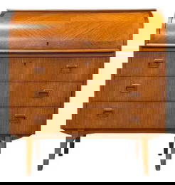 Egon Ostergaard 1960s Teak Drum Roll Desk Mid Century Modern
