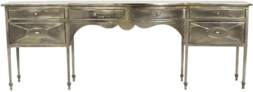 Zentique Gerard Console Table in Oyster Gray Metal Finish: Zentique Gerard Console Table in Oyster Gray Metal Finish Introducing the Gerard Console, a stunning piece crafted in an elegant oyster gray finish that complements any decor. This console features a