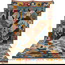 Picasso Inspired Handmade knoted Rug 69" x 138" Natural Wool