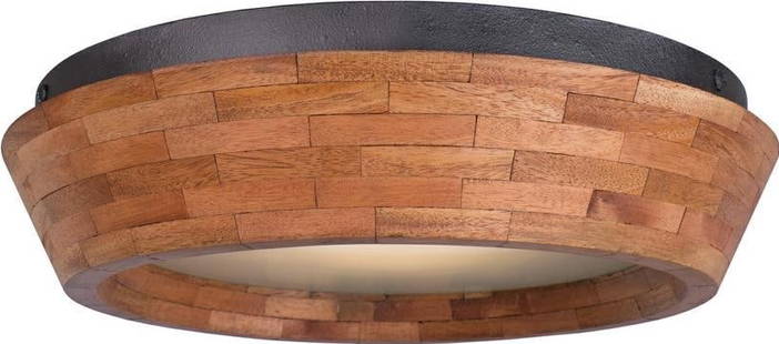Lansdale LED Flush Mount 14" Country Farmhouse Black Iron Wood Light: Lansdale LED Flush Mount 14" Country Farmhouse Black Iron Wood Light Illuminate your space with the Rustic Charm Lansdale LED Flush Mount, designed to bring a touch of country farmhouse elegance to yo