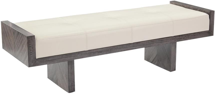 John-Richard Eucalyptus Bench Leather Upholstery Virtu Collection: John-Richard Eucalyptus Bench Leather Upholstery Virtu Collection This stylish eucalyptus bench features luxurious leather upholstery, combining comfort and elegance for any space. Crafted from dark g