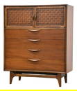 Mid Century Modern Lane Perception Walnut Tall Dresser 40 x 18 x 48