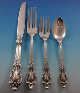 Lunt Eloquence Sterling Silver Flatware Set for 6 - 28 Pieces with Caddy: Lunt Eloquence Sterling Silver Flatware Set for 6 - 28 Pieces with Caddy Elevate your dining experience with this stunning Eloquence by Lunt sterling silver flatware set, featuring a total of 28 piece