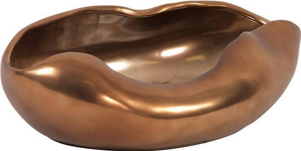 Howard Elliott Unique Matte Bronze Abstract Ceramic Bowl 4H 13W 9.50D: Howard Elliott Unique Matte Bronze Abstract Ceramic Bowl 4H 13W 9.50D This unique matte bronze bowl is a stunning addition to any decor, embodying an elegant abstract style. Crafted from high-quality