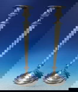 Gorham Old French Sterling Silver Candlestick Pair 16 inches #A10919: Gorham Old French Sterling Silver Candlestick Pair 16 inches #A10919 This exquisite pair of Old French candlesticks by Gorham is a stunning addition to any collection. Crafted from sterling silver,