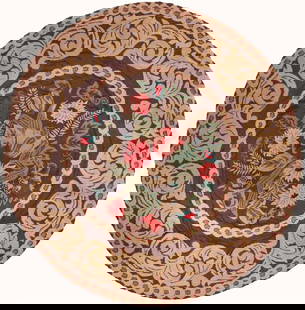 Exquisite Hand-Tufted Multi-Color Wool Rug: Exquisite Hand-Tufted Multi-Color Wool Rug This exquisite hand-tufted floral wool rug features intricate patterns in a beautiful multi-color palette of brown, cream, red, and green. With its