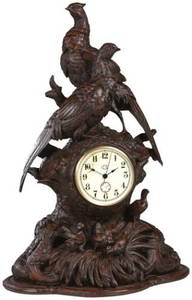 Handcrafted Lodge Style Pheasant Mantel Clock 21H 14.5W 7.5D