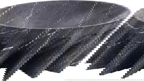 John-Richard Black Marble Decorative Bowl Hand-Carved Scalloped Base: John-Richard Black Marble Decorative Bowl Hand-Carved Scalloped Base This exquisite black marble decorative bowl showcases a hand-carved design with a unique scalloped base, making it an elegant addit