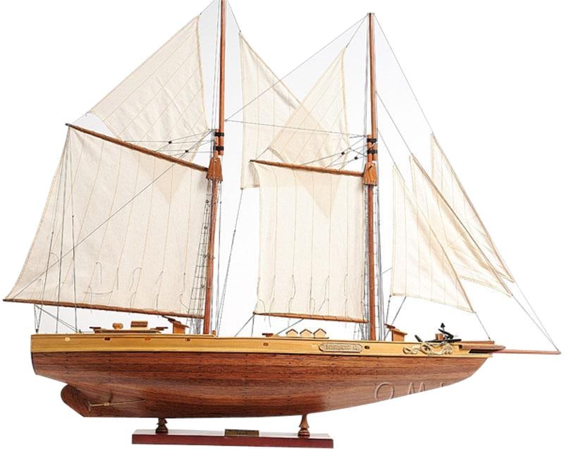 Bluenose II Sailboat Schooner Model Ship in Blue Finish: Bluenose II Sailboat Schooner Model Ship in Blue Finish Admire the exquisite craftsmanship of this Bluenose II Ship Model, a stunning representation of the famous sailboat schooner. This model, crafte
