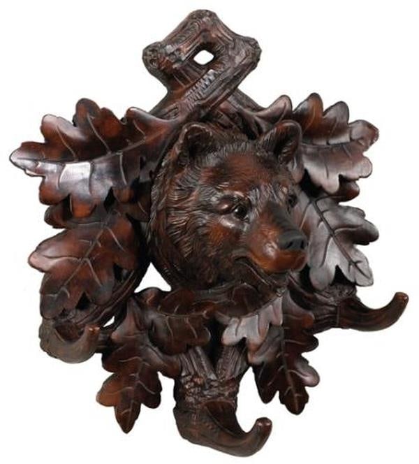 Handcrafted Lodge Style Bear Head Coat Rack 3 Hooks Resin 10H 9W 4D: Handcrafted Lodge Style Bear Head Coat Rack 3 Hooks Resin 10H 9W 4D Elevate your entryway with this Hand-Crafted Bear Head Lodge Coat Rack, designed to bring the charm of the great outdoors into your