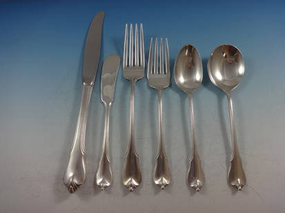 Wallace Grand Colonial Sterling Silver Flatware Set 55 Pieces for 8 with Storage Chest: Wallace Grand Colonial Sterling Silver Flatware Set 55 Pieces for 8 with Storage Chest Discover the timeless elegance of the Grand Colonial Sterling Silver Flatware Set by Wallace, designed for servic