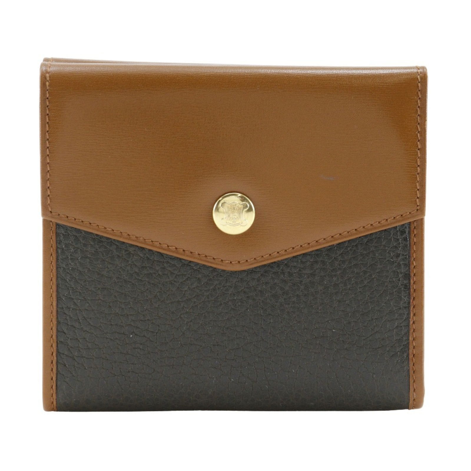 Celine Brown Leather Bi-fold Wallet Double Sided Women's: Celine Brown Leather Bi-fold Wallet Double Sided Women's This exquisite bi-fold wallet from Celine is crafted from high-quality leather in a rich brown hue. Designed for women, it features a secure sn