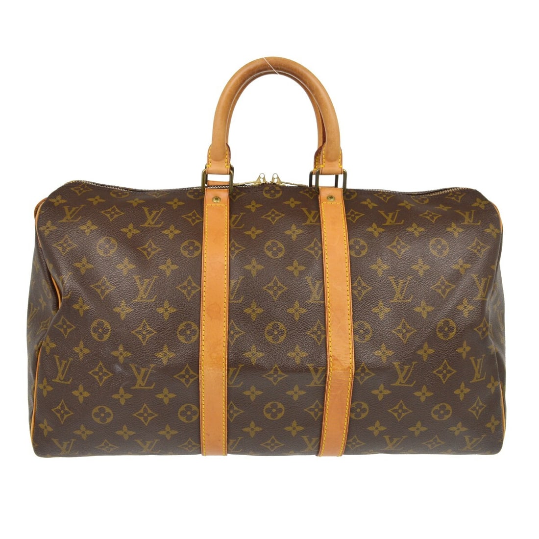 Louis Vuitton Keepall 45 Monogram Travel Duffle Handbag M41428: Louis Vuitton Keepall 45 Monogram Travel Duffle Handbag M41428 This vintage Louis Vuitton Monogram Keepall 45 Travel Duffle Handbag is the ideal companion for your journeys. Crafted from durable Monog