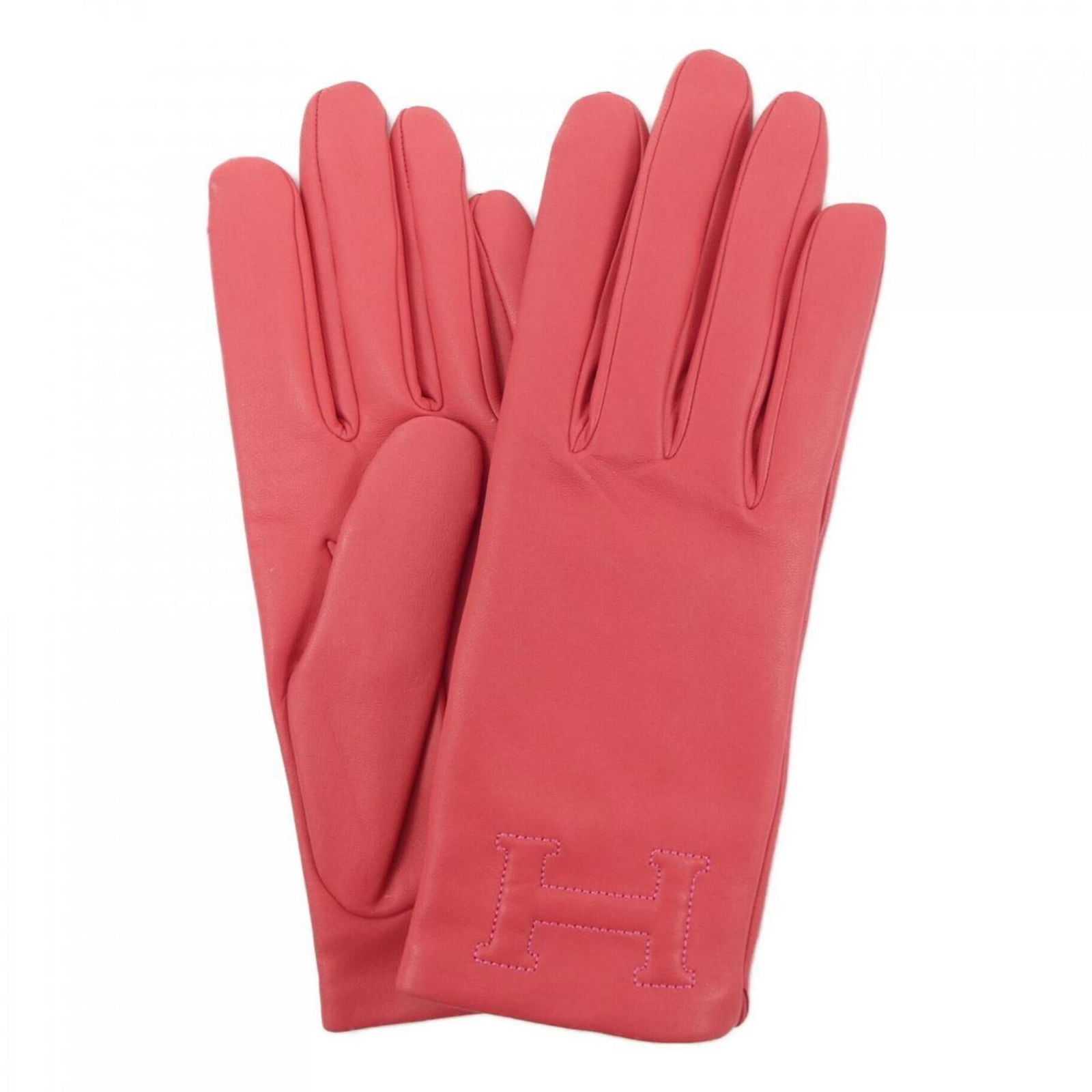 Hermes Red Silk Leather Gloves for Women: Hermes Red Silk Leather Gloves for Women Elegant and stylish, these Hermes gloves are designed for warmth and comfort. Crafted from luxurious silk leather with lambskin detailing, they are perfect for
