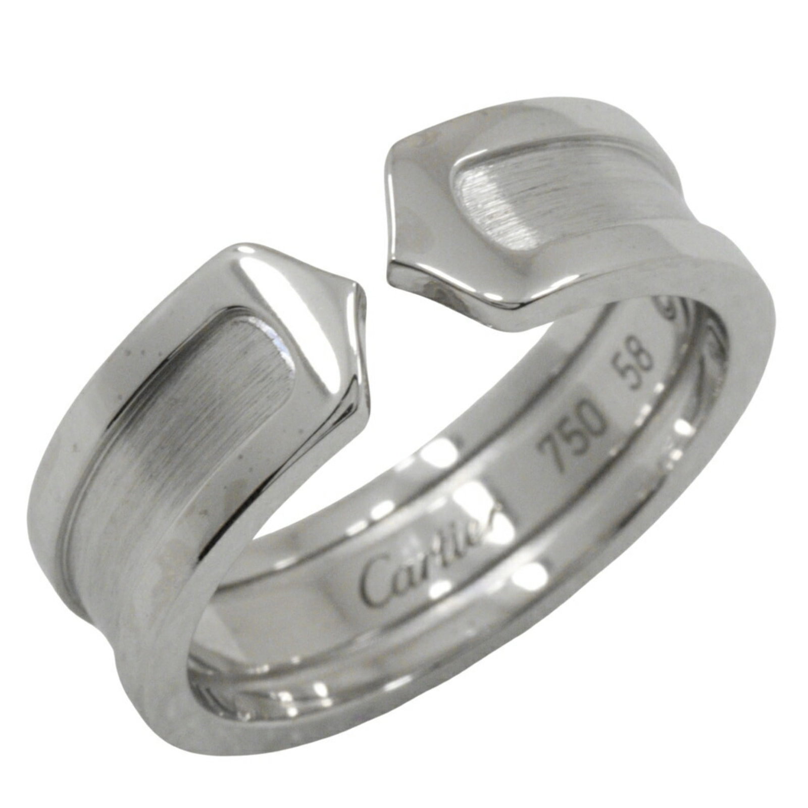 Cartier C2 Unisex Band Ring in 18K White Gold 8.8g Size 9: Cartier C2 Unisex Band Ring in 18K White Gold 8.8g Size 9 This exquisite Cartier C2 band ring is crafted from premium 18K white gold, weighing approximately 8.8g (0.31oz). Designed for both men and wo