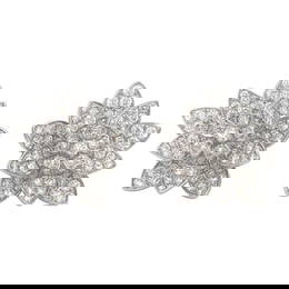 18K White Gold Large Flower Diamond Earrings 3.87ct