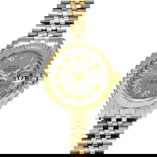 ROLEX Datejust 179173 Ladies Watch Automatic Gray Dial Yellow Gold Bezel: ROLEX Datejust 179173 Ladies Watch Automatic Gray Dial Yellow Gold Bezel Introducing the ROLEX Datejust 179173, a stunning ladies' wristwatch crafted for the modern woman. Manufactured around 2003, th