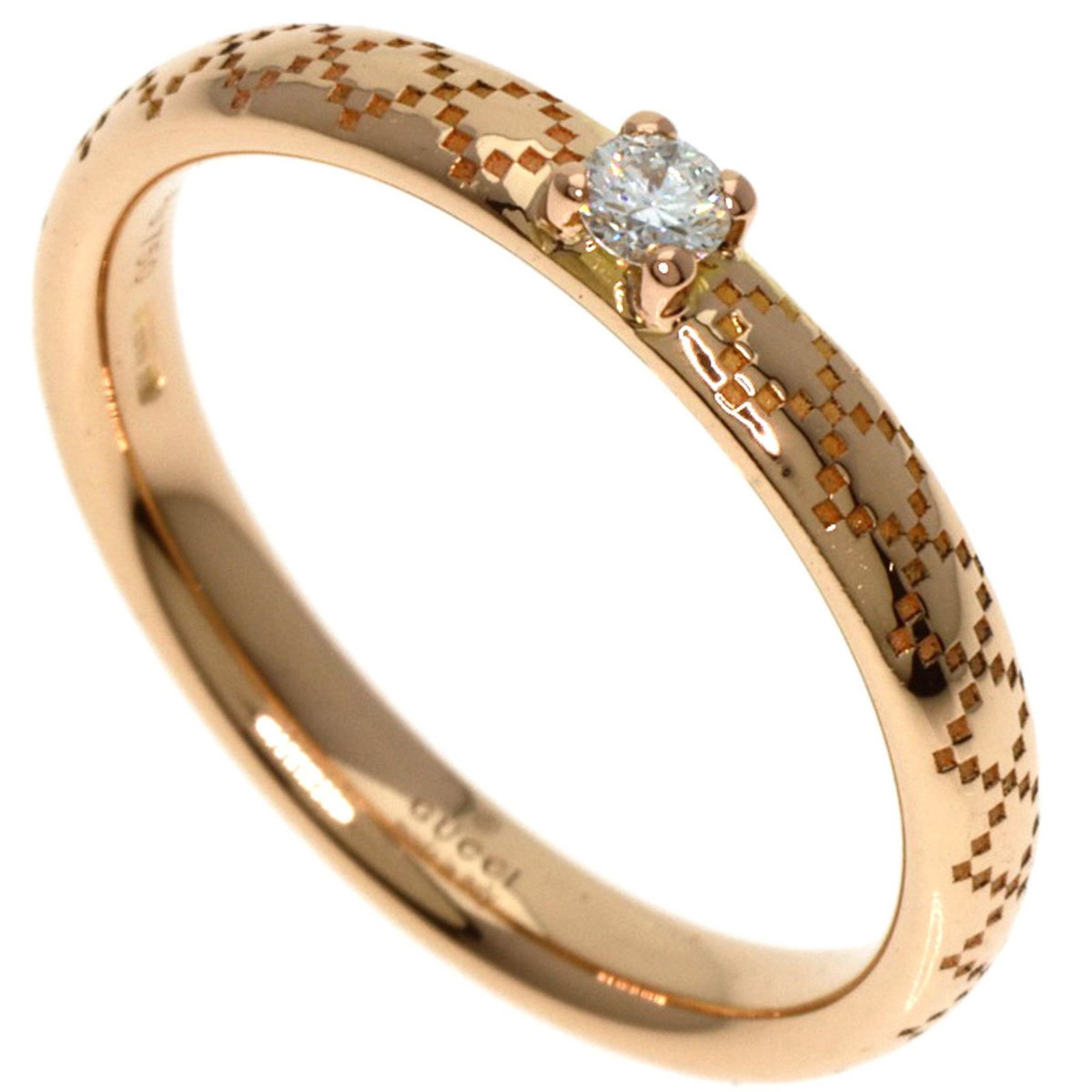 Gucci Diamant Tissima 18K Pink Gold Diamond Ring Women's Size 4.5: Gucci Diamant Tissima 18K Pink Gold Diamond Ring Women's Size 4.5 This exquisite Gucci Diamant Tissima ring is crafted from luxurious 18K pink gold, making it a stunning addition to any jewelry collec