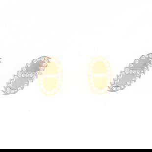 Hermes 18K Gold Pink Diamond Chaine d'Ancre Contour Earrings: Hermes 18K Gold Pink Diamond Chaine d'Ancre Contour Earrings Elevate your elegance with the Hermes Chaine d'Ancre Contour Earrings. These exquisite stud earrings are crafted from 18K gold and feature